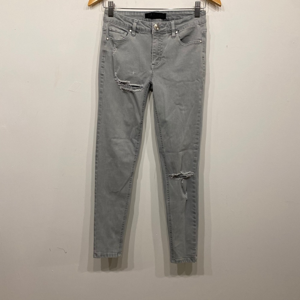 Tinsel Denim Couture Grey Distressed Skinny Jeans Size 25